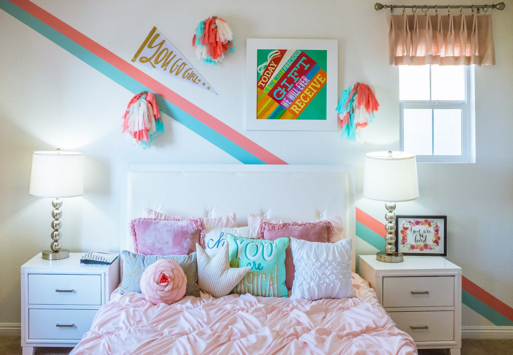 bright teenage girls bedroom