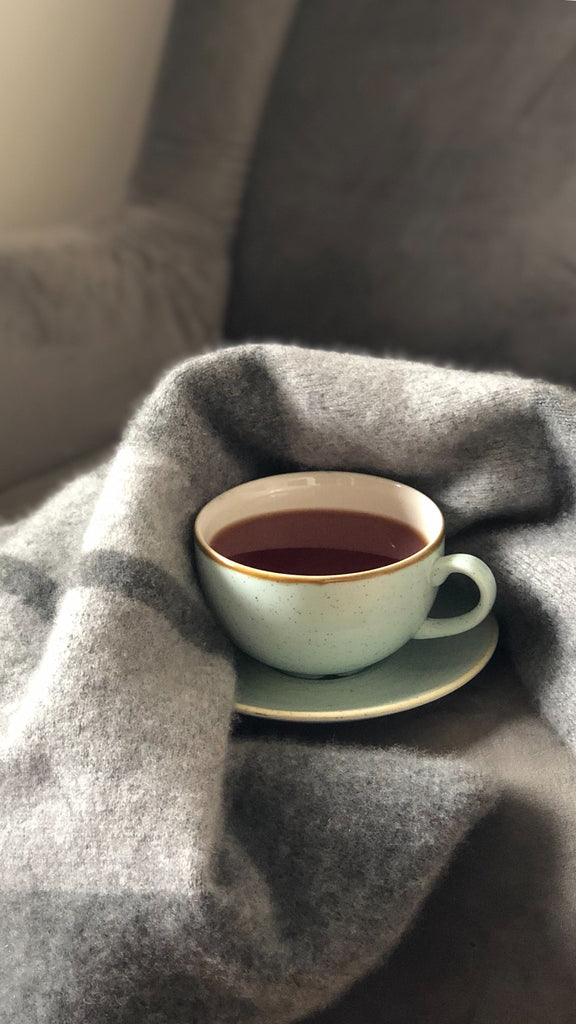 fuzzy blanket and cup of tea