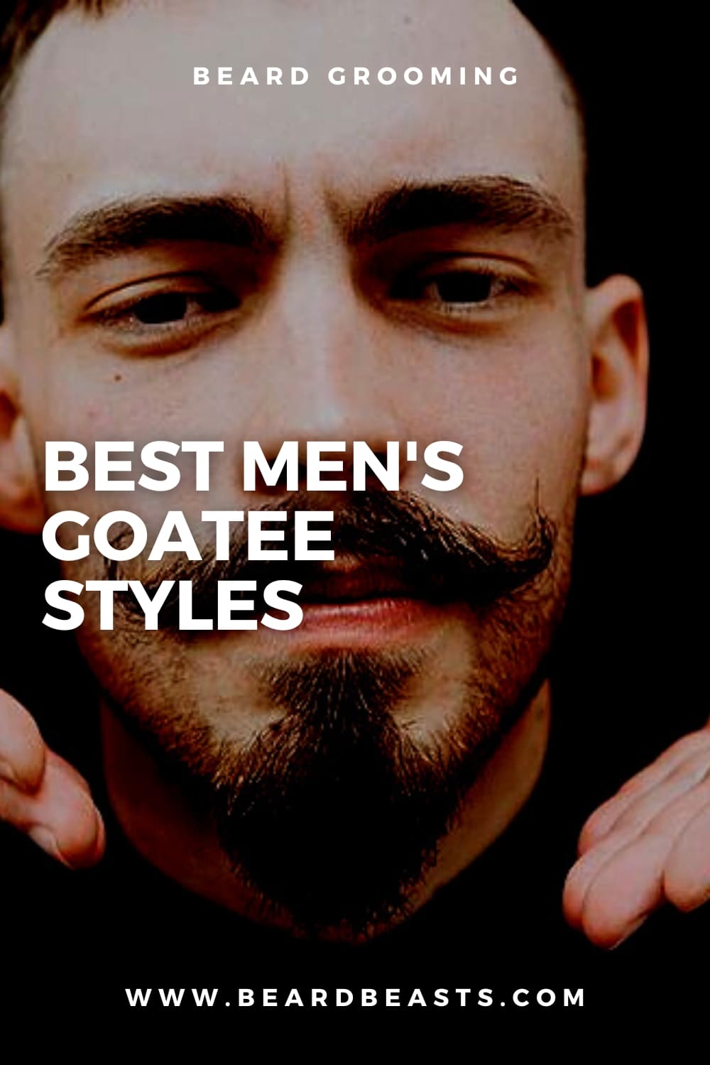Man showcasing a stylish Van Dyke goatee beard, promoting the best men's goatee styles on BeardBeasts.com.