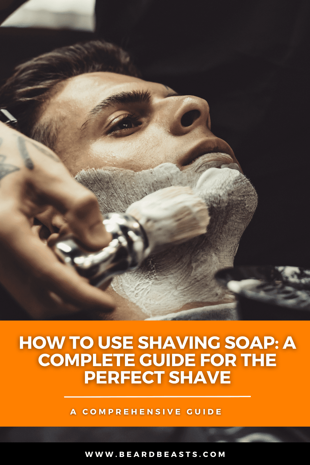 How to Use Shaving Soap: A Complete Guide for the Perfect Shave - Comprehensive guide cover image featuring a barber applying shaving soap to a client's face using a brush, ideal for learning how to lather and use shaving soap effectively.